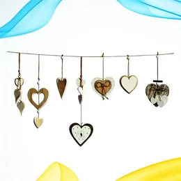 Decorative Figurines 7 Pcs Creative Wooden Pendant DIY Graffiti Hanging Ornament Decor Heart Shape Piece Door Wall Wedding Party Favours