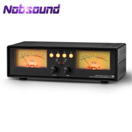 Amplifier Nobsound MIC+LINE Analog Dual VU Meter Sound Level DB Panel Display 4way Audio Splitter Switcher Box Music Spectrum Visualizer