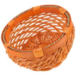 Dinnerware Sets Rattan Bread Basket Sundries Storage Weaving Home Decor Desktop Woven Retro For Fruit Organiser