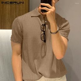 Men's Casual Shirts INCERUN Summer Men Shirt Striped Lapel Short Sleeve 2024 Clothing Breathable Streetwear Fashion Leisure Camisas S-5XL