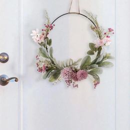 Decorative Flowers Hanging Door Wreath Gate Simulation Welcome Sign Arrangements Garland For Farmhouse Party Easter Wedding Home