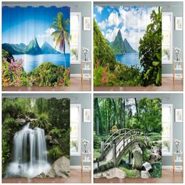 Shower Curtains Nature Scenery Curtain Waterfall Forest Landscape Polyester Fabric Washable Bathroom Decoration