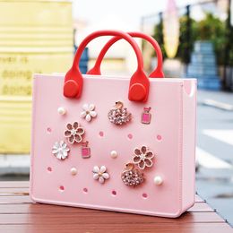 The Orange Guy Casual Beach Bag Summer EVA Travel Picnic Tote for Women Holes Fit Charms Waterproof Fashion Handbag Outdoor 240402