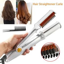 Hair Curling Iron Max 2-Way Rotating Hair Curler 2 In 1 Hair Curler Straightener Brush Smoothing Hair Iron Electric Hairbrush 240327