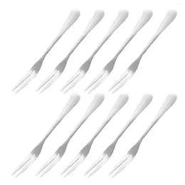 Forks Small Stainless Steel For Cocktail Appetizer Dessert Party 10 Pieces 2-prong Fruit Fork Household