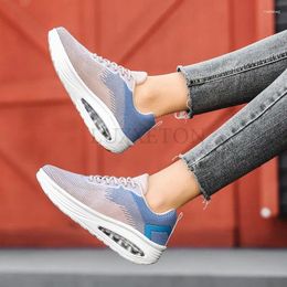 Casual Shoes Women's Sneakers Mesh Breathable Wedges Lace Up Height Increasing Female Walking Footwear Tenis Feminino