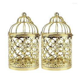 Candle Holders Wall Hanging Birdcage Decorative Gold Plated Metal Craft Home Decor Christmas Party Decoration Wedding Props