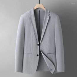 Men's Suits 2024 Summer Seersucker Technology Light Fashion Handsome With Cool Breathable Business Casual Single Suit Jacket M-4XL