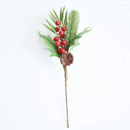 Decorative Flowers 4PCS 49CM Artificial Christmas Plant Pineapple Red Berry DIY Bundle Home Decoration