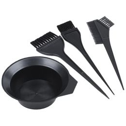 2024 4Pcs/Set Black Hair Dyeing Accessories Kit Hair Colouring Dye Comb Stirring Brush Plastic Colour Mixing Bowl DIY Hair Styling Tool for