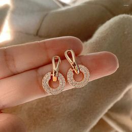 Stud Earrings Exquisite Luxury Round Zircon For Women Shiny Rhinestone Moon Bee Geometrical Earring Girls Party Wedding Jewelry