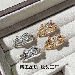 V High Version Hot Selling Cross Full Diamond Ring for Women with Gold Plated Fashion Personalised Index Finger Light Luxury and Unique Design