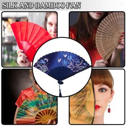 Decorative Figurines Chinese-style High Quality Classical Silk Folding Fan Hand-made Framework Dance Props Wedding Gifts Party Cosplay Tool