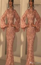 Vintage Rose Gold Evening Gowns Mermaid Formal Party Ball Gown Long Sleeve Afraic Girl Deep Pageant Prom Drseses Custom Made Plus 5726348