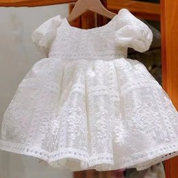 Baby Girl Dress Hollow Lace Princess Children Wedding Birthday Cotton Ball Gown Baby Baptism Party Dresses for Summer 1-5 Years 240323