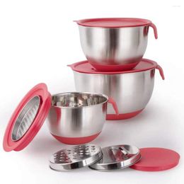 Bowls 1PC Mixing Bowl Stainless Steel Lid Grater Non-Slip Cake Bread Salad Mixer Kitchen Washer String Tool Cover Container QA156