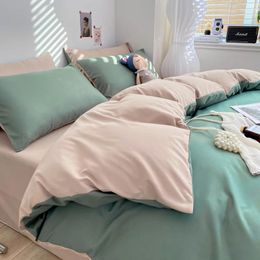 Bedding Sets Set Solid Colour Duvet Cover Pillow Case Bed Sheet AB Side Quilt Single Double Home Textiles