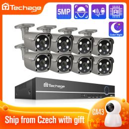 System Techage 8CH 5MP Security Camera System CCTV Video Surveillance Kit Outdoor IP Camera POE NVR AI Human Detected Twoway Audio P2P