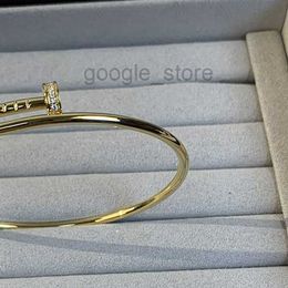 Thin Nail Bangle Fine Nails Sterling Silver Hollow Elastic Bracelet Gold Plated 18k Diamond Woman Designer Official Reproductions Premium 005 a