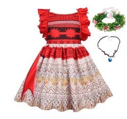 VOGUEON Girl Moana Dress Up Costume Children Ruffles Backless Vaiana Fancy Princess Outfit Children Beach Clothes 2 3 4 5 6 7 8T 28395751