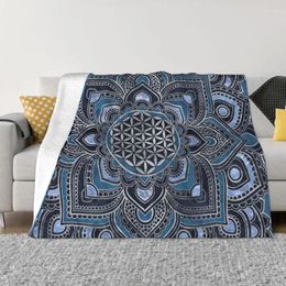 Blankets In Lotus Pattern Flannel Throw Blanket Soft Warm Sacred Geometry For Office Bed Couch Decor Family Gifts Mandala Flower Of Life