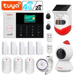 Kits Tuya Smart Life Home Burglar Security Alarm System Alexa WIFI GSM 4G SMS Call App Control with Camera Outdoor PIR Solar Siren