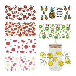 Window Stickers 3D UV DTF Transfer Sticker Fruit For The 16oz Libbey Glasses Wraps Cup Can DIY Waterproof Easy D6899