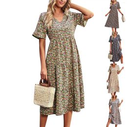 Casual Dresses Women's Fashionable And Sexy V-neck Elegant Summer Short-sleeved Temperament Slim-Type Dress Vestidos Curtos