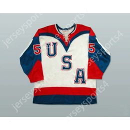 Gdsir Custom WHITE 5 TEAM USA TIE DOWN HOCKEY JERSEY NEW Top Ed S-M-L-XL-XXL-3XL-4XL-5XL-6XL