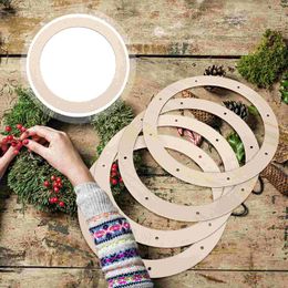 Decorative Flowers 6pcs Wood Crafts Wreath Frames DIY Hoops Practical Making Rings Base