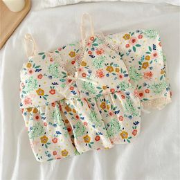 Home Clothing French Niche Design Sling Chest Pad Pyjamas Women's Pure Cotton Two-piece Set Women Desire Shorts Clothes