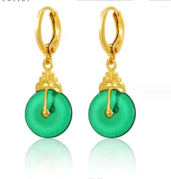 Stud Earrings 2PCS Cute Women's Hoop Green Stone Dangle Fashion Thick Geometric Round Jewellery Gift F1793