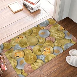 Carpets Cryptocurrency Seamless Pattern Doormat Rug Carpet Mat Footpad Bath Non-slip Toilet Balcony Parlour Water Oil Proof