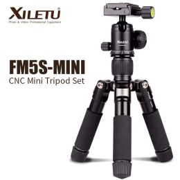 Monopods Xiletu Fm5s Alluminum Tabletop Tripode Lightweight Travel Stand Mini Tripod with 360 Degree Ball Head for Dslr Digital Camera