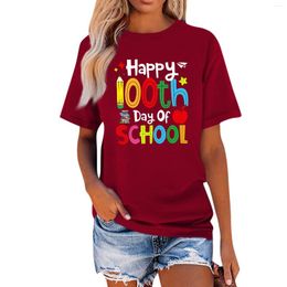 Women's T Shirts 100 Days Of School Shirt For Women Teacher Graphic Short Sleeve Tshirt Tee Tops T-Shirts Female Fashion Loos