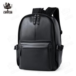 Brand Men Backpack Leather School Computer Bag Fashion Waterproof Travel Business Bags Casual Book Male 240329