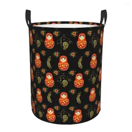 Laundry Bags Matryoshka Russian Doll Pattern Basket Collapsible Large Capacity Clothing Storage Bin Folk Art Baby Hamper