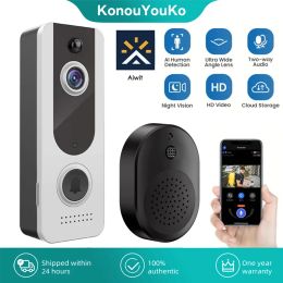 Doorbells WiFi Smart Video Doorbell Camera with Chime Wireless Door Bell 2 Way Audio Intercom, Night Vision AI Smart Human Detection Aiwit