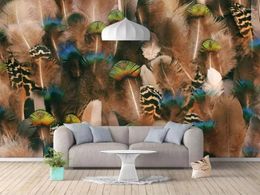 Wallpapers Custom Personality 3d Wallpaper Mural Fashion Nordic Feather Background Wall Peacock For Walls 3 D