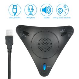 Microphones USB Conference Computer Microphone VOIP Omnidirectional Desktop Wired Microphone Builtin Speaker Volume Control Mute Function