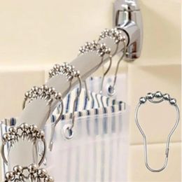 Shower Curtains 12pcs/set Curtain Ring Poles Rustproof Hooks Glide Metal Rings For Bathroom Rods