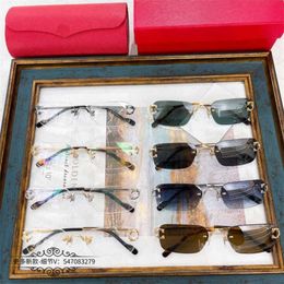 2024 New High Quality New luxury designer types of Kajia Personalised frameless Sunglasses men's ins fashion same metal sunglasses women's ct2452234