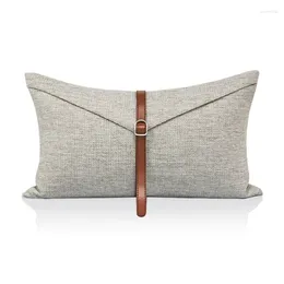 Pillow Light Grey Cover Home Decor Case Orange PU Leather Decorative Throw Pillows For Living Room Sofa 30x50cm