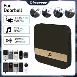 Doorbell Universal 433MHz Wireless WIFI Smart Video Doorbell Chime Indoor Music Receiver 52 Melodies 4 Levels Volume for Smart Doorbells