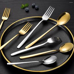 Forks 24pcs Gold Dinnerware Set Stainless Steel Steak Knife Fork Coffee Spoon Teaspoon Flatware Dishwasher Safe Kitchen Tablewar