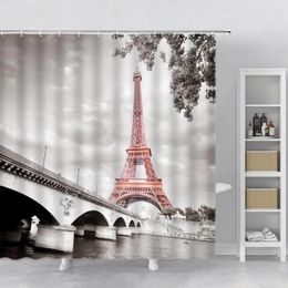 Shower Curtains Paris Tower City Landscape Curtain Set Hook Hanging Cloth Modern Home Decor Bathroom Polyester Fabric Bath Screen