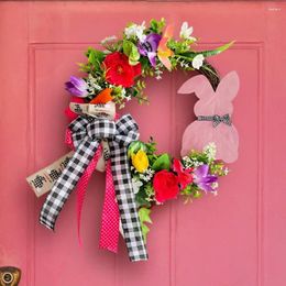 Decorative Flowers Wooden Easter Door Wreath Wall Mount DIY Garden Sign Rattan Circle Hanging Ornaments Shop