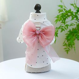 Dog Apparel 1PC Pet Spring And Autumn White Dots Pink Bow Fairy Paired With Inner Drawstring Buckle For Small Medium Dogs