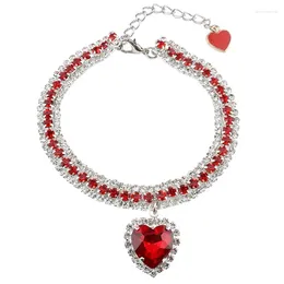 Dog Collars AT69 -Dog Shiny Rhinestone Collar Cat Heart Diamond Jewellery Necklace Pet Bling Princess Puppy Supplies Accessories