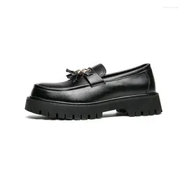 Casual Shoes Korean Leather Platform Large Toe Comfortable Loafers Tassel For Men#E691